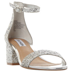 Steve Madden Irenee Two Part Glitter Block Sandals Silver Glitter